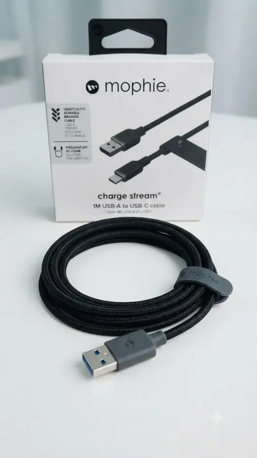Mophie charge stream, 1M USB-A to USB-C cable, black