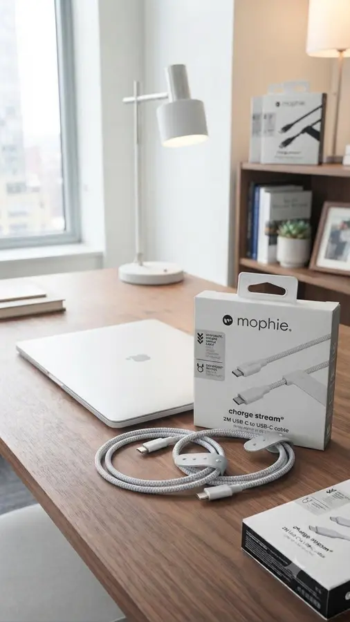 Mophie charge stream, 2M USB-C to USB-C cable, white