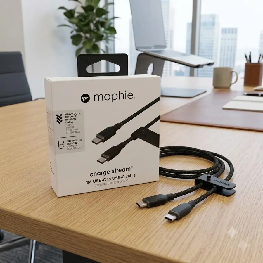 Mophie charge stream, 1M USB-C to USB-C cable, black